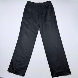 BRAGGI Men Pleated Dress Pants Black Microfiber Polyester Size 32x34